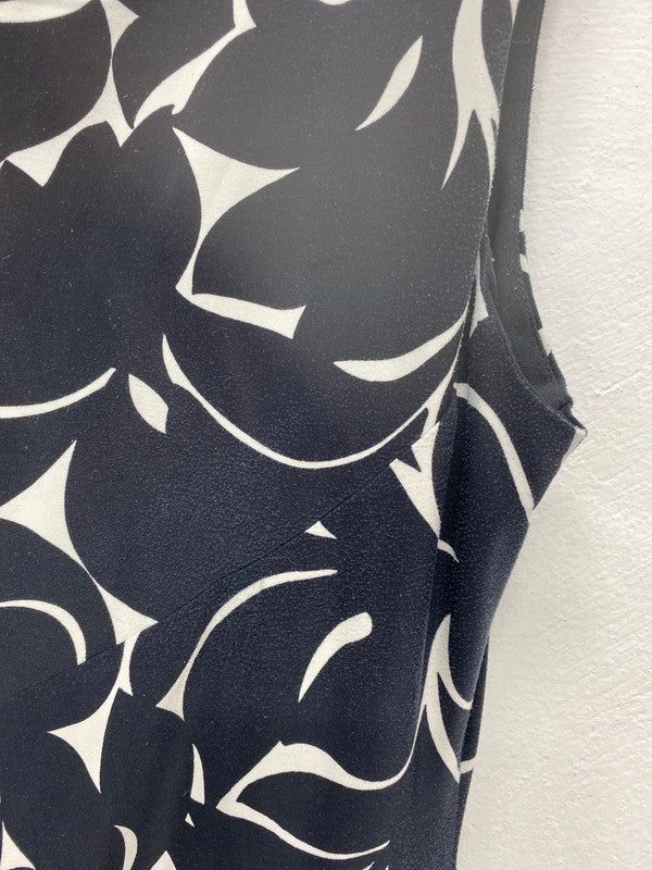 Phase Eight Elegant Black Botanical Pattern Asymmetric Midi Dress UK 14 KM005