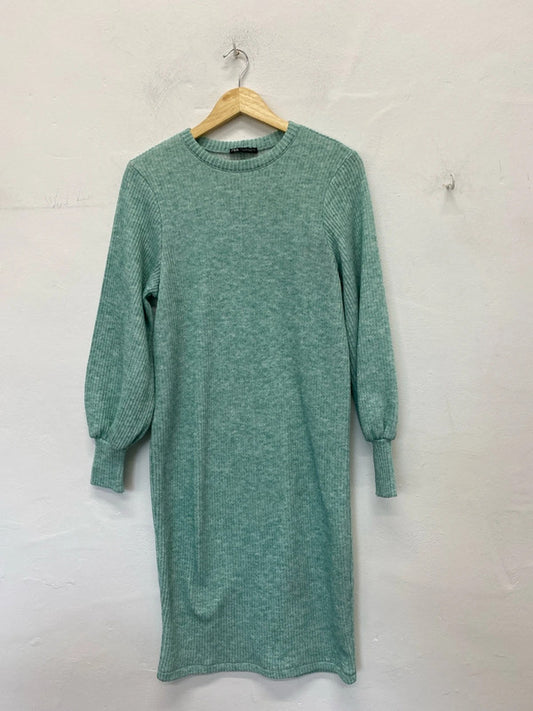 Fabulous Zara Ribbed midi jumper dress UkS mint green MB001
