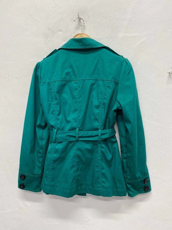 Fabulous M&S emerald Green mini short cotton mac Uk10 JA002