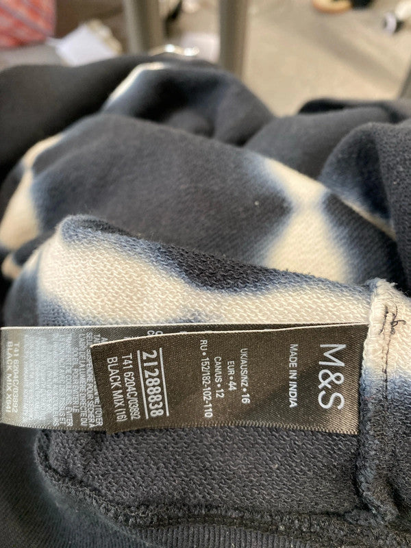 Fabulous M&S sweatshirt tie dye Uk16 black & white JB001