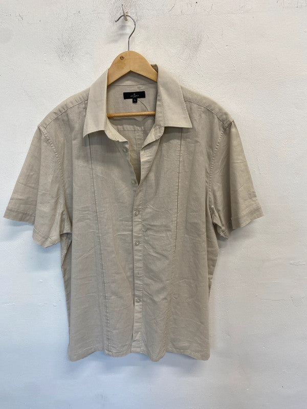 Lovely men’s Jeff banks Debenhams linen beige shirt UK L AT001