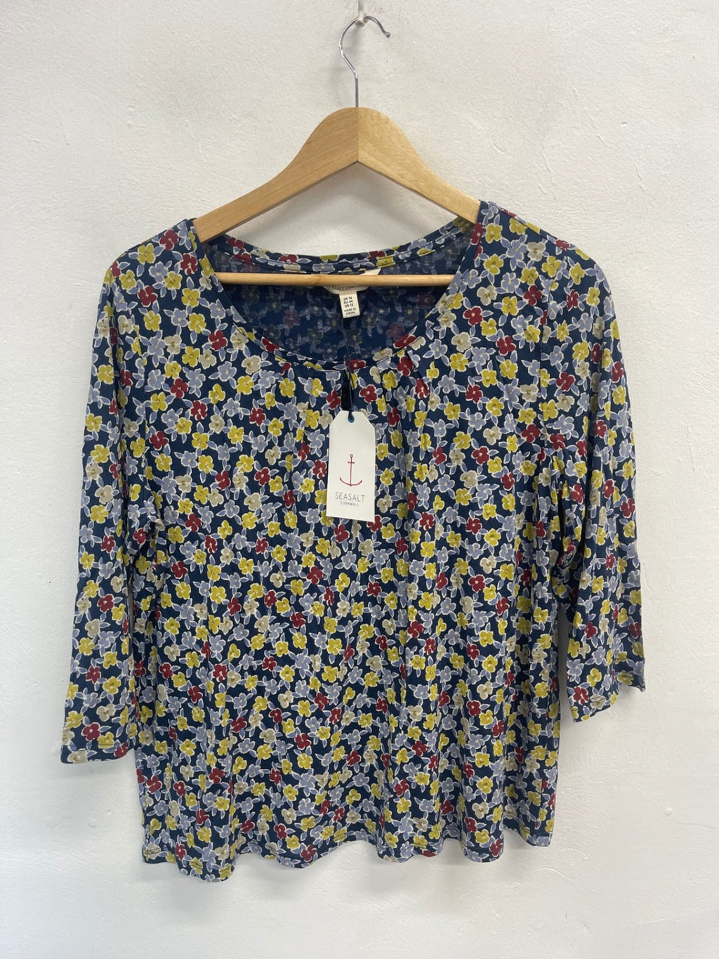 Fabulous Seasalt Cornwall 3/4 apple tree uk14 Navy floral JG589