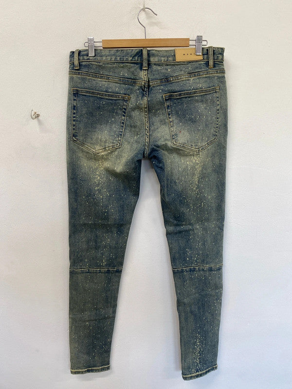 Bold MNML distressed skinny jeans 33” bleach wash LL003