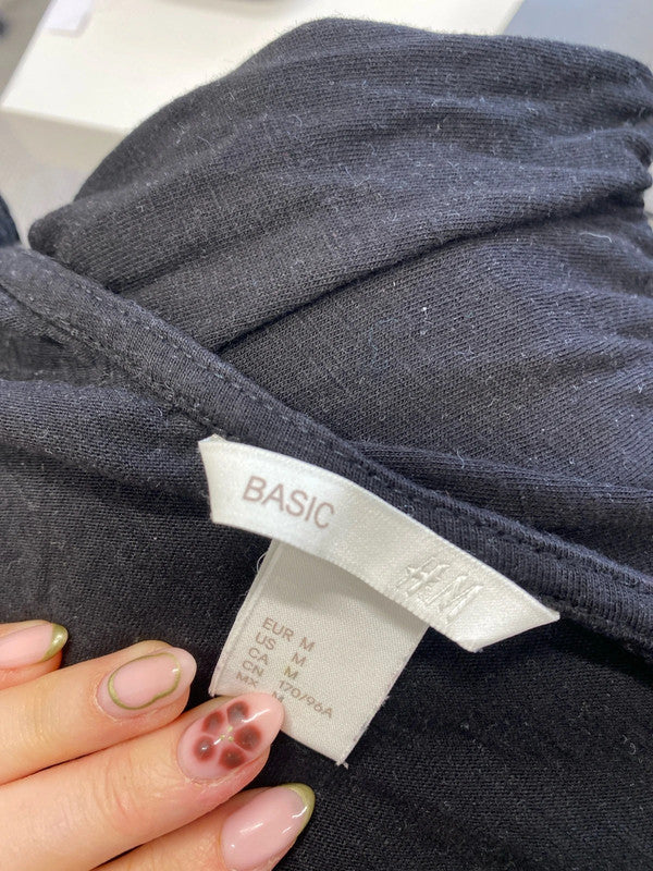 Stunning H&m black mini dress summer basics UK M JM005