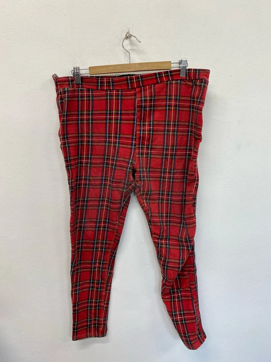 Fabulous Tartan Y2K Goldigga red leggings Uk16 NC001