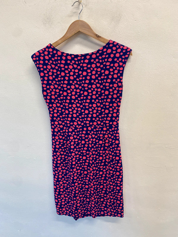 Stunning preppy blue pink neon spotted mini dress UK S LW005