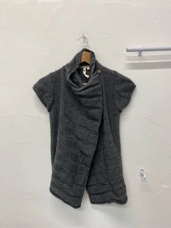 Fabulous White Stuff Dark Grey sleeveless cardigan Uk8 alpaca blend MM005