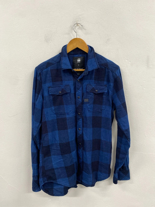 Fabulous G Raw plaid flannel shirt navy black UkS JM006