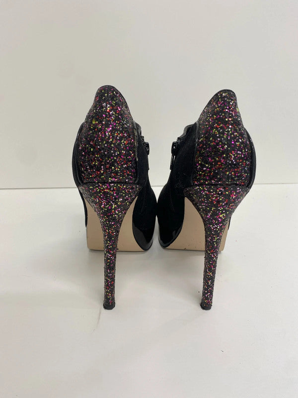 Fabulous Miss KG black suede and glitter platform heels UK5 MA003