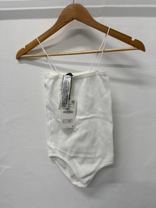 Fabulous ribbed white body suit new UkXs-S New SD002
