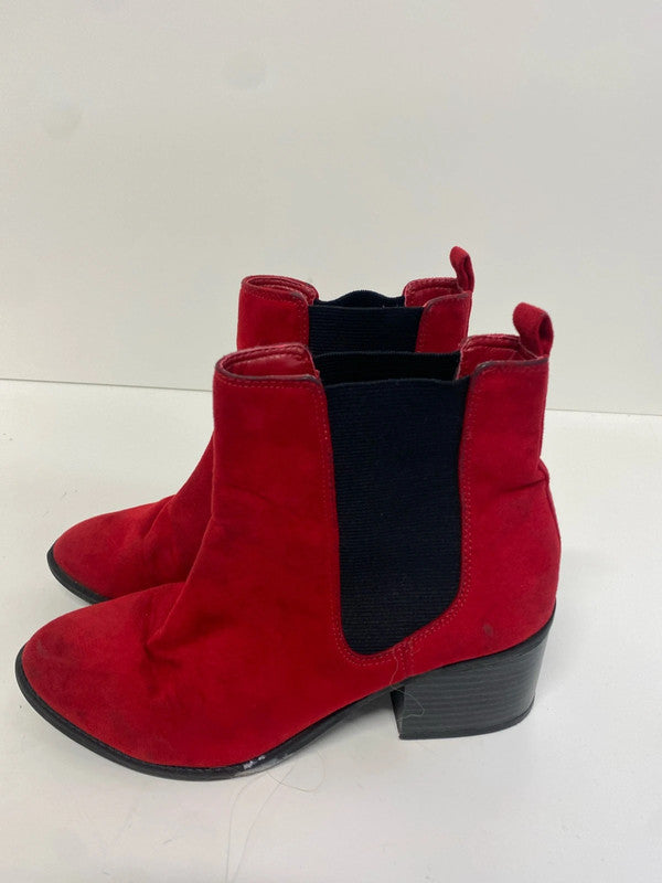 Fab M&S Insolia Red faux Suede ankle boots block heel UK6 SG090
