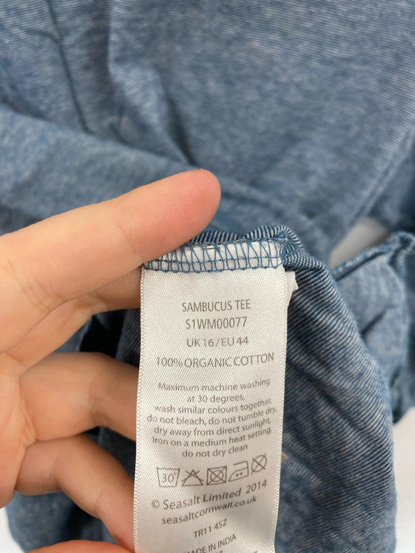 Seasalt Lovely Blue Marl Stripe Top UK 16 MM005