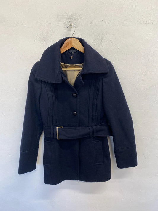 Gorgeous Topshop navy wool blend pea coat UK 12 GK002