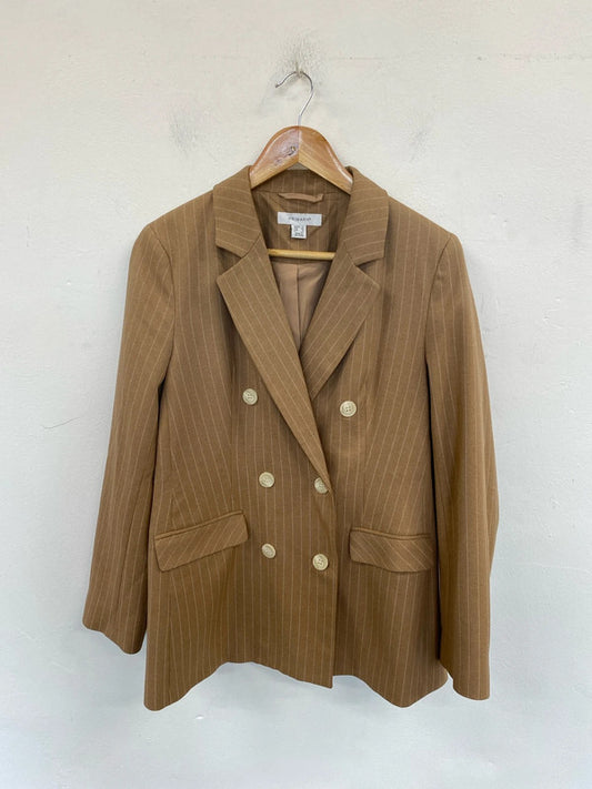 Primark Stylish Tan Pinstripe Blazer UK 12 PJ001