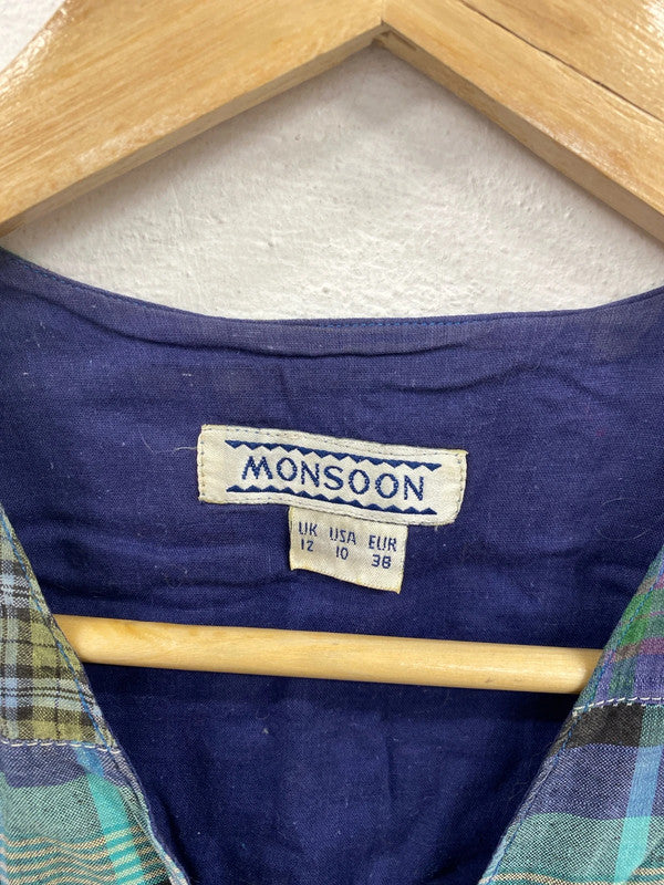 Monsoon Country Chic Patchwork Check Waistcoat Vest UK 12 MM005