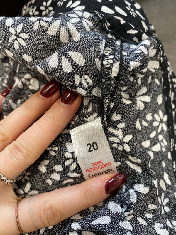 Stunning smock dress by george black white floral midi UK 20 RG021