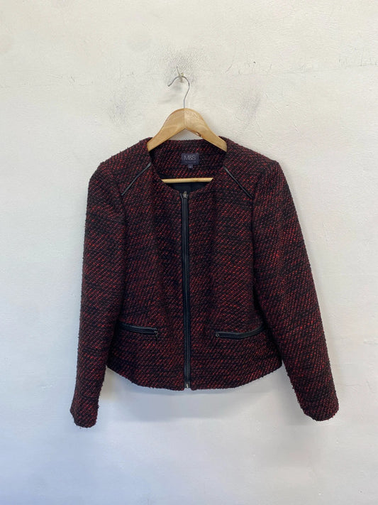 Lovely m&s burgundy black textured jacket UK 14 AO001