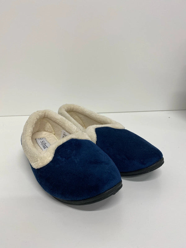 Fabulous cosy warm navy fluffy slippers Uk7 new JW002
