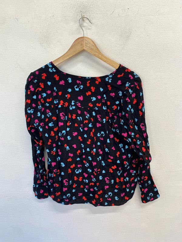 Lovely hush multi spotted black blouse UK 12 KM005