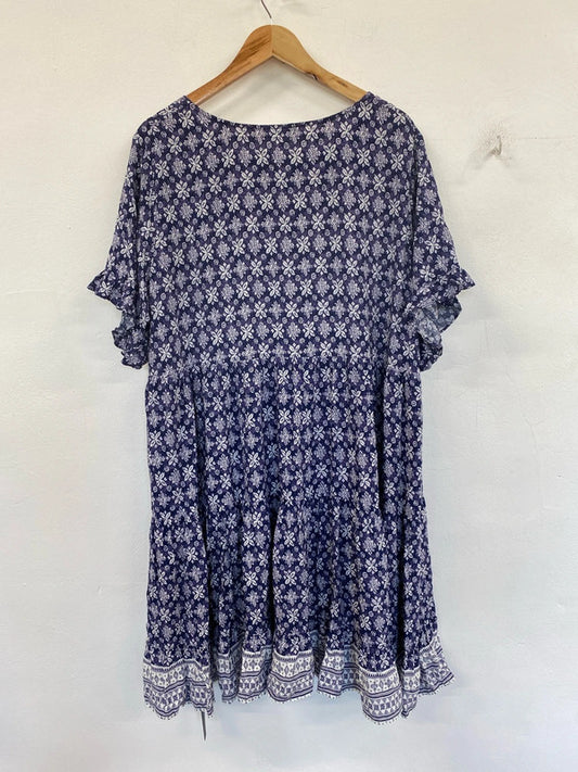 Roman Elegant Purple Boho Smock Dress UK 20 IM001