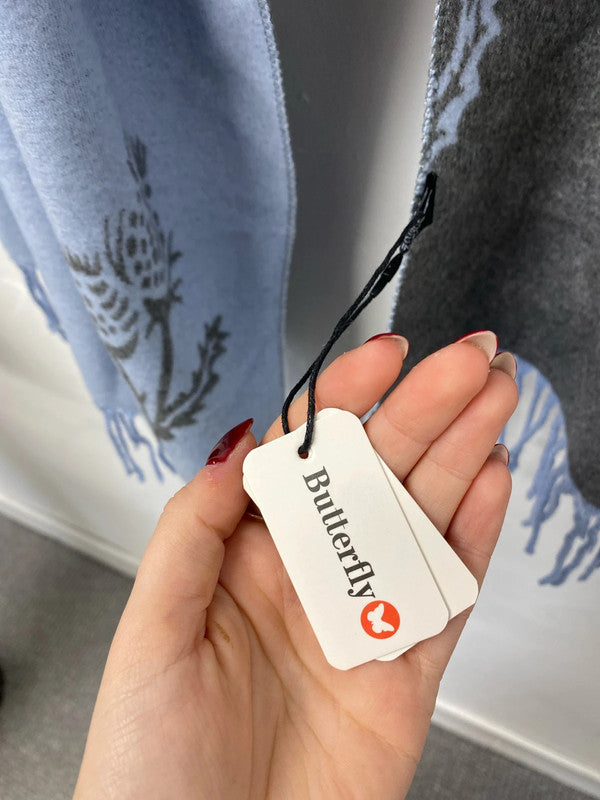 Lovely butterfly lilac thistle cashmere blend scarve one size AO001