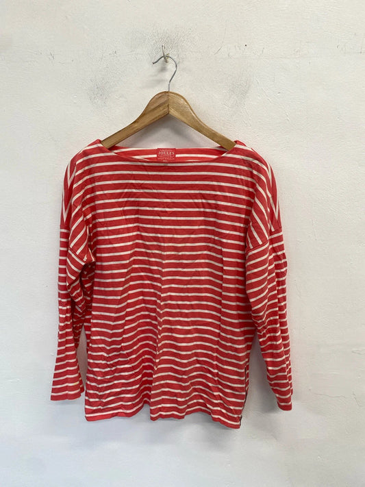 Lovely joules pink white stripe long sleeve top UK 14 NN001