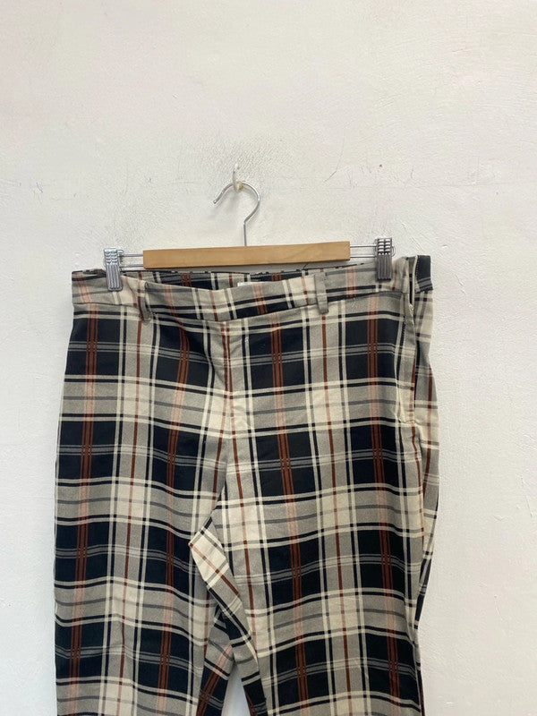 lovely H&M tartan beige trousers chino UK 16 KM003