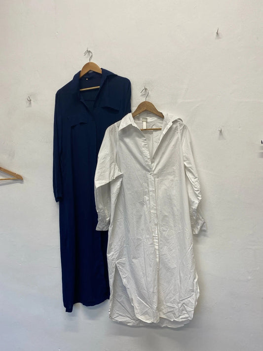 Fabulous Duo of Longline shirt dresses  UkS H&M white #4 GJ001