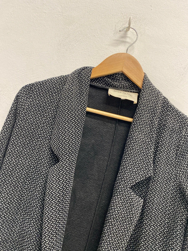 Fabulous river island grey black pattern longline blazer UK S KM004