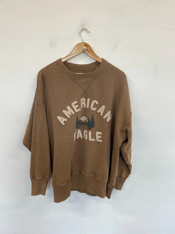 American Eagle Cozy Brown Oversize Sweatshirt Size M PJ001