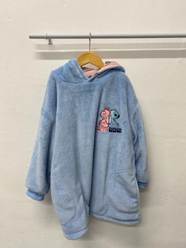 Fabulous Reversible Lilo &!Stitch fleece pyjama top hoodie Age 9-10 JS004