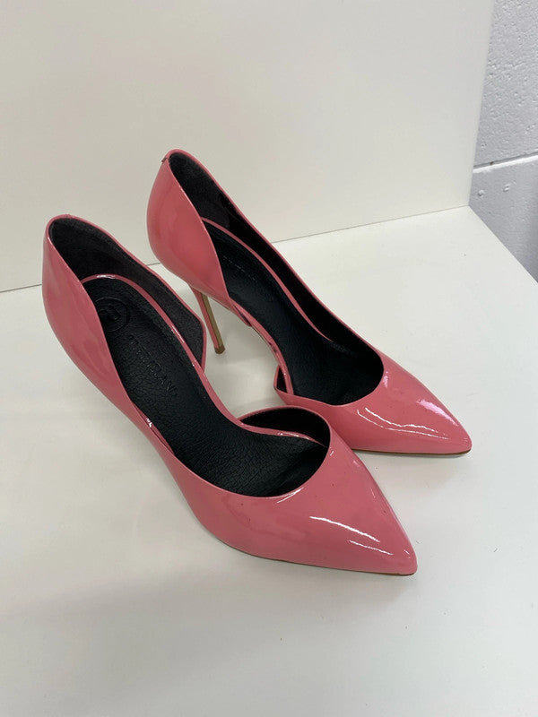 Fabulous Barbie Pink stiletto shoes UK6 faux patent leather KM004