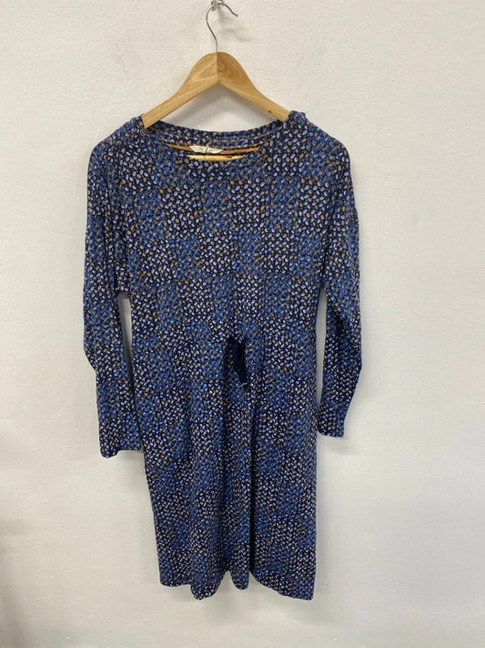 White Stuff Fabulous Blue & Gold Dapple Drawstring Waist Dress UK 14 KS003