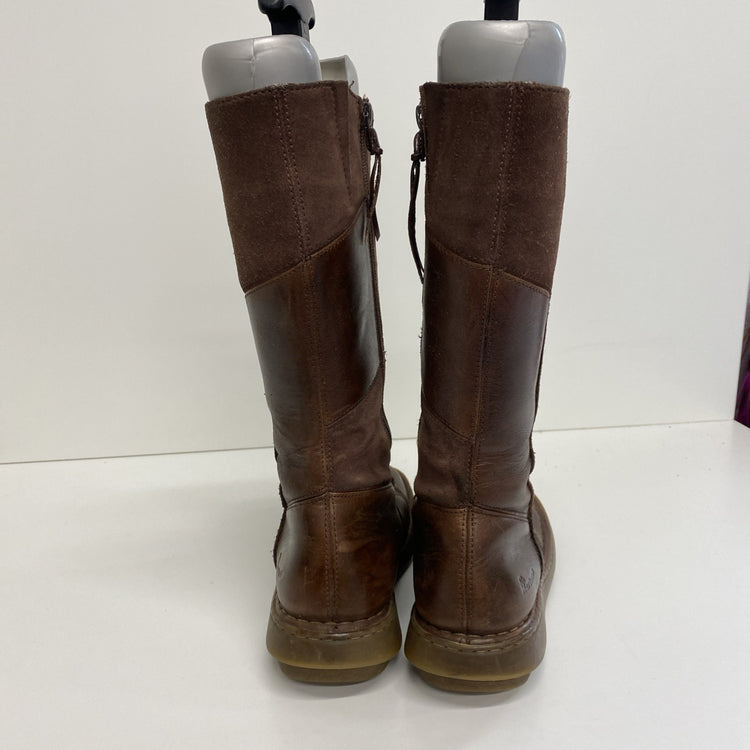 Dr Martens Vintage 10492 Mid Calf Brown Leather Biker Zip Wedge Boots Uk5 MM005