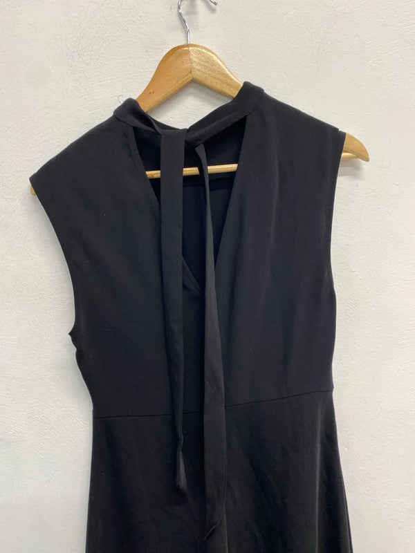 Stunning mango black midi dress with tie back UK M GJ001