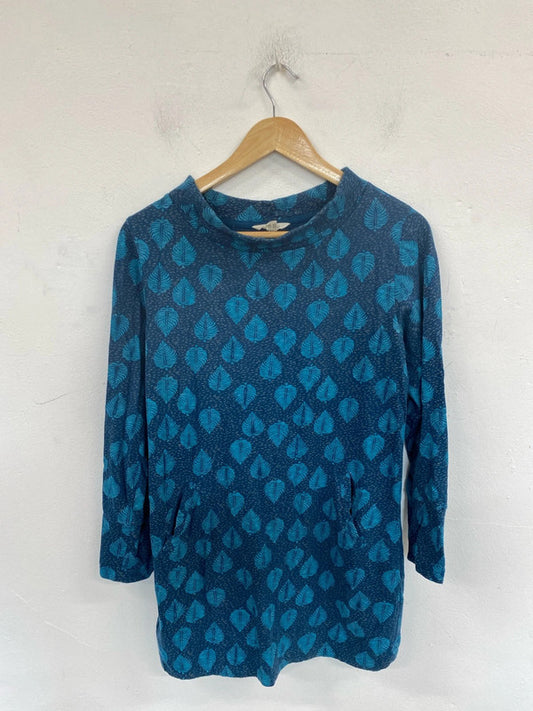 White Stuff Fabulous Sea Green Leafy Pattern Cowl Neck Tunic UK 12 MM005