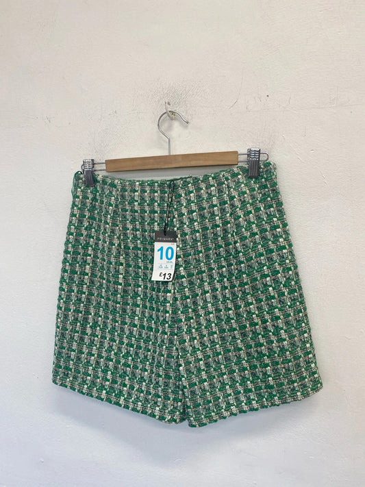 Stunning Primark Boucle checkered Green white shorts nwt UK 10 JM008