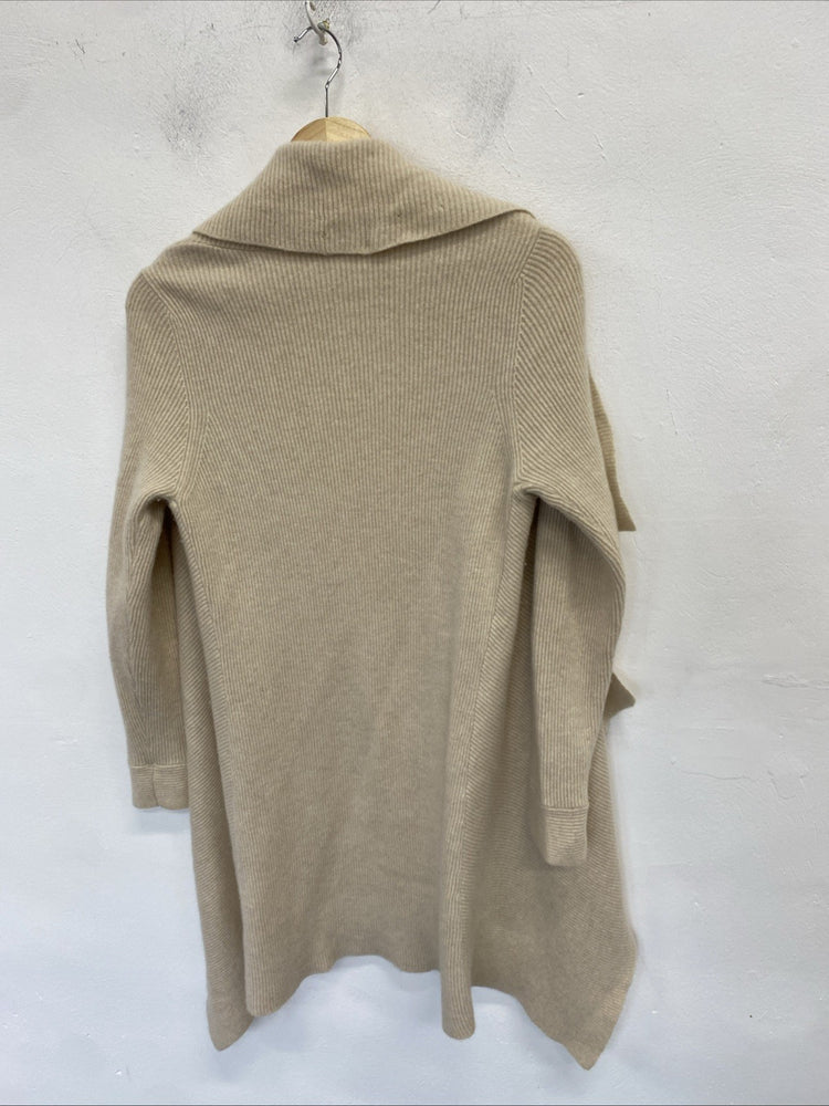 Lovely Autograph Cream Ribbed Cashmere Longline Cardigan UK 12 GK002