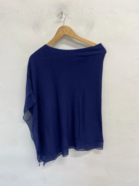 Lovely marble navy poncho shawl uk XS-S AE001