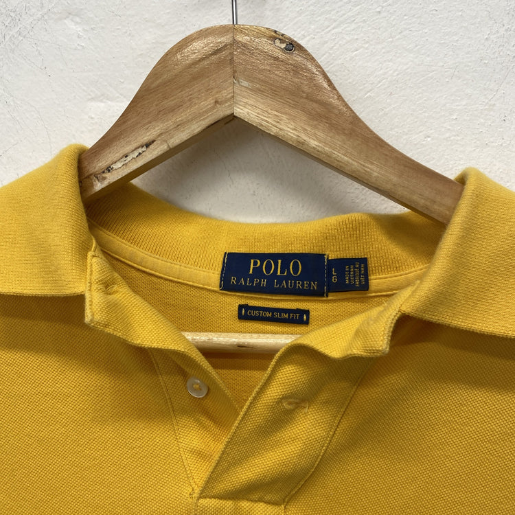 Ralph Lauren Polo Shirt Size Large Amber Yellow Cotton Custom Slim Fit JB001
