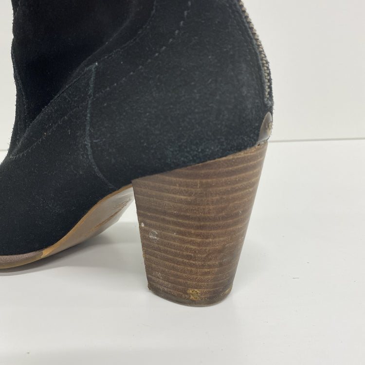 UGG Charlotte Black Suede Block Heel Ankle Boots Size UK 7.5 KD001