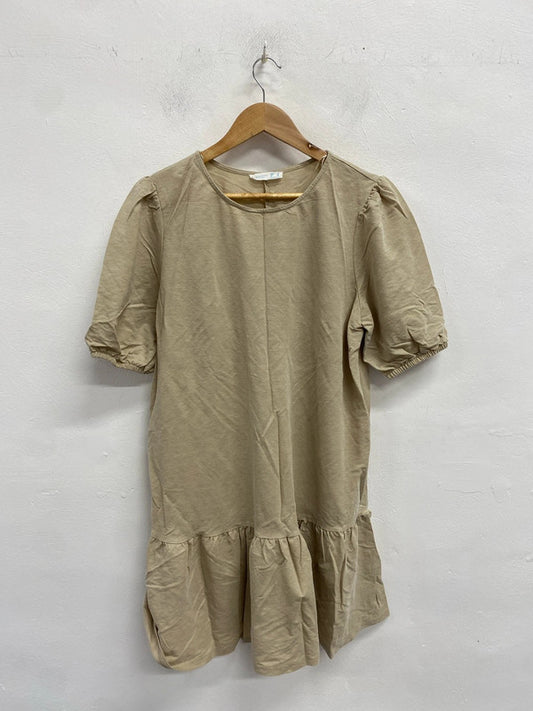 Stunning boho chic neutral colour smock dress Uk16 CR002