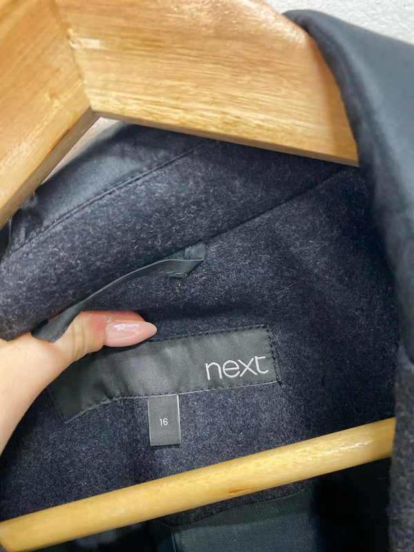 Fabulous next grey overcoat wool blend UK 16 JB005