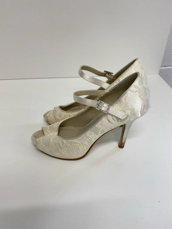 Fabulous Rainbow Cream Lace Heels event occasion UK6 KM004