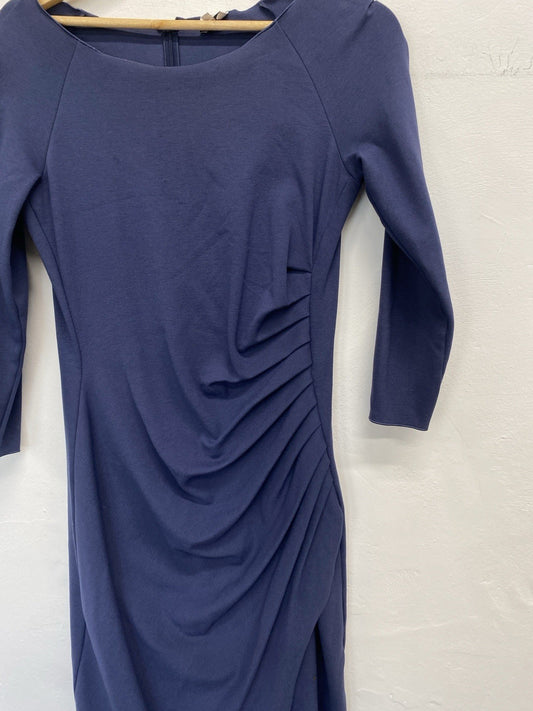 Lovely Armani Collection Navy Blue Ruched Midi Dress UK 16 HS001