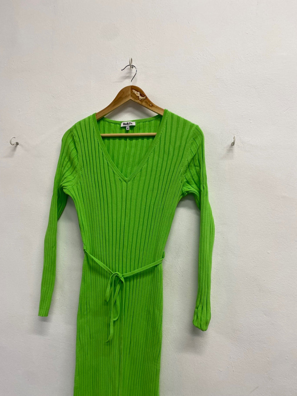 Fabulous Ro&Zo Midi Dress UK 14 Green ribbed KC528