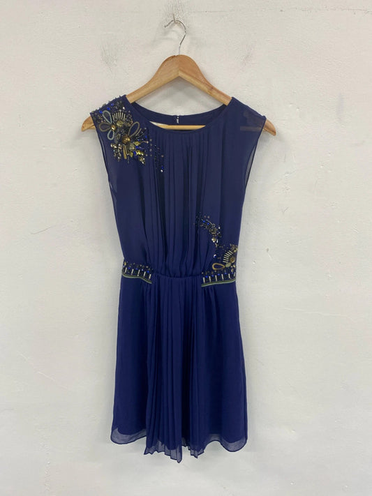 Monsoon Fabulous Navy Beaded Mini Dress UK 8 AG006