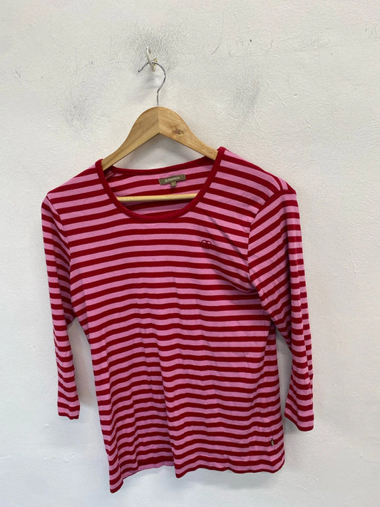 Stunning redgreen pink stripe long sleeve top UK L MM005