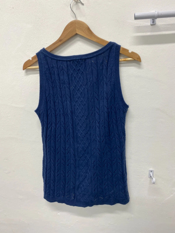 Fabulous y2K petrol blue crochet knit tank UkM 12/14 MM005