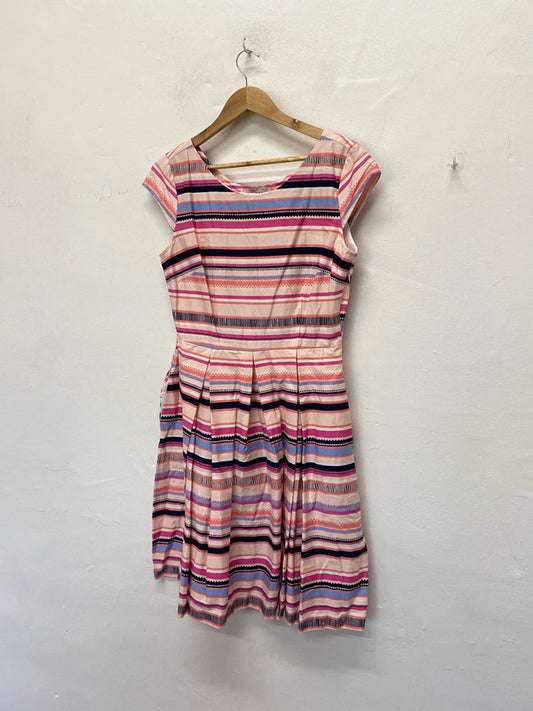 Fabulous Hobbs NW3 striped summer dress classic fit & flare Uk14 KN003
